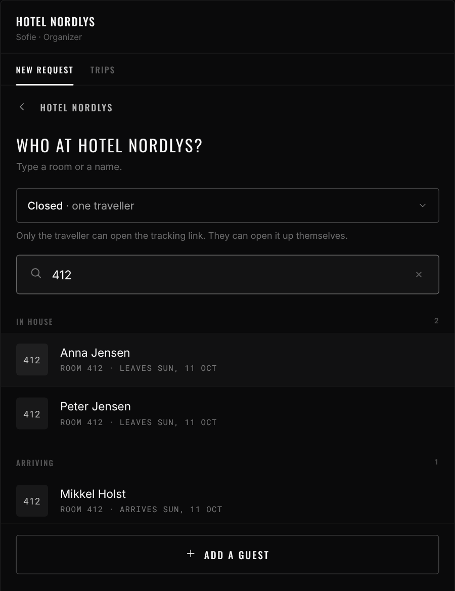 Picking a guest by room
