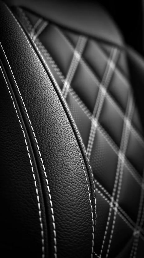 Stitched leather in a car interior